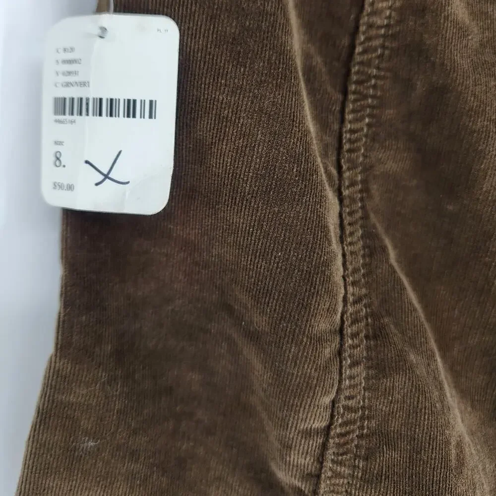 Free People Corduroy Mini Skirt Moss Green Women's Size 8 NWT